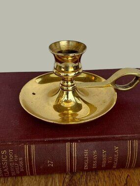 Vintage Baldwin Brand Polished Brass Chamberstick Candle Holder